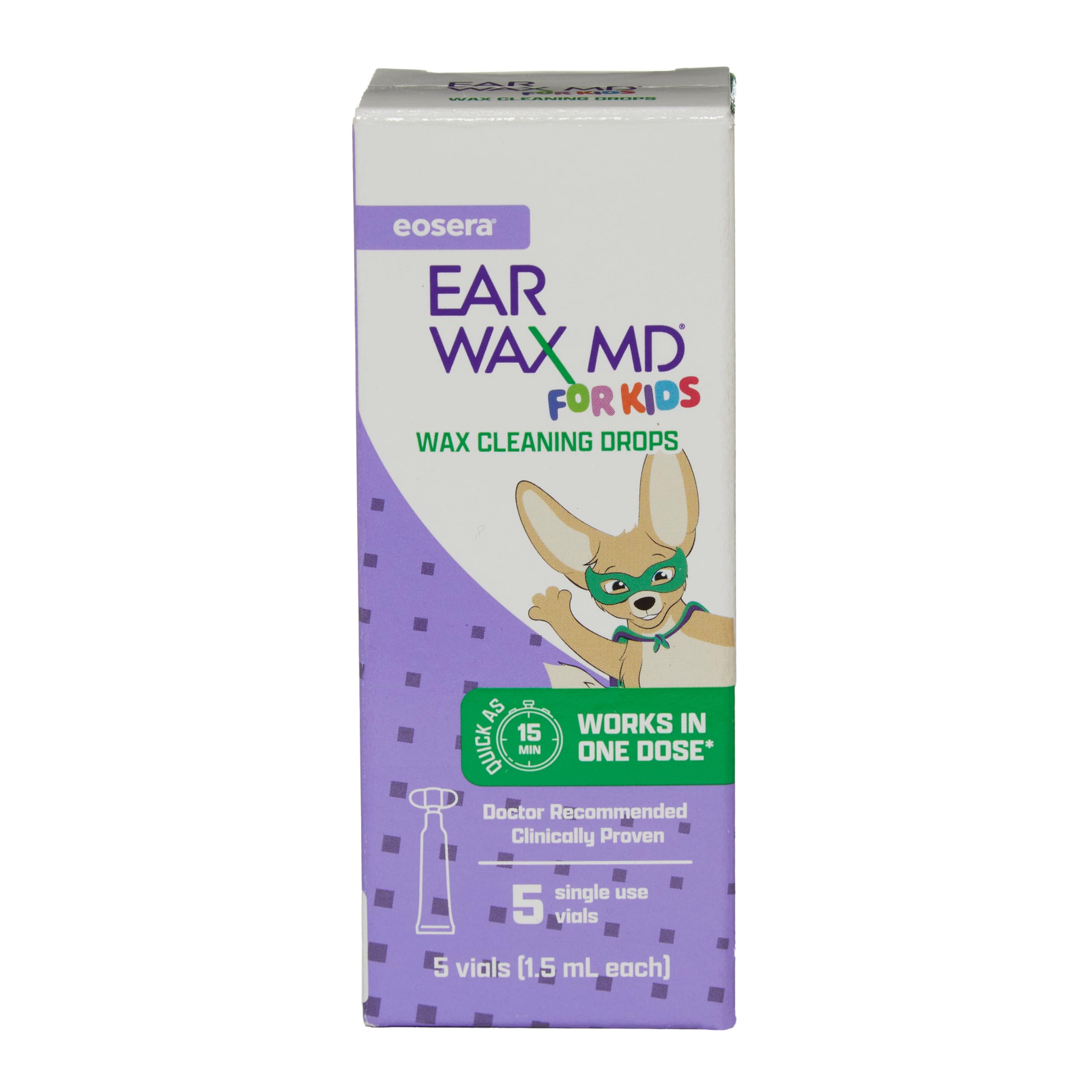 Caja del producto Ear Wax MD para Niños en mano.