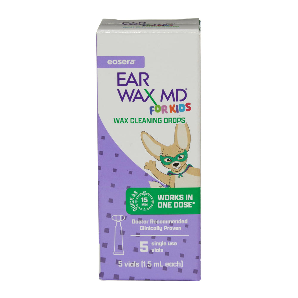 Caja del producto Ear Wax MD para Niños en mano.