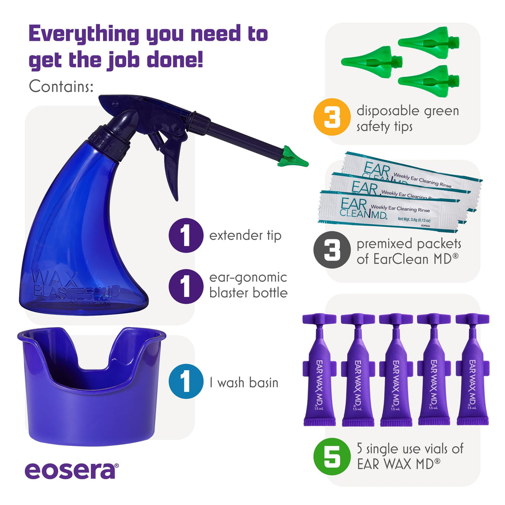 Extender tip attached to Wax Blaster MD+ for targeted ear canal cleaning
