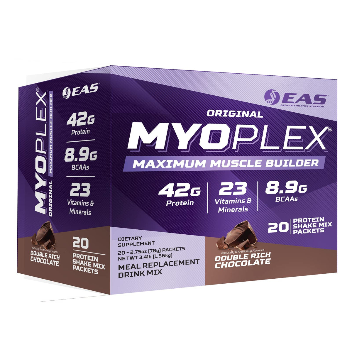 EAS Original Myoplex tub front, high-protein meal replacement option.