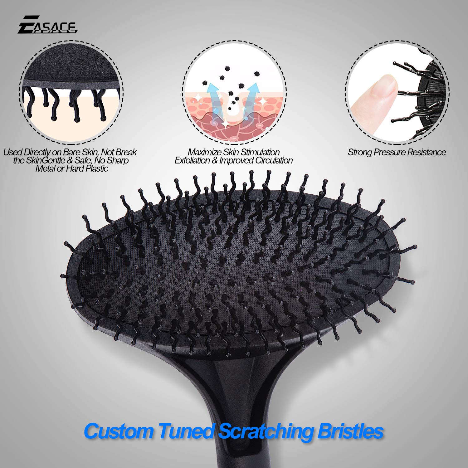 EASACE back scratcher 5.2-inch bristled head delivers precise skin stimulation