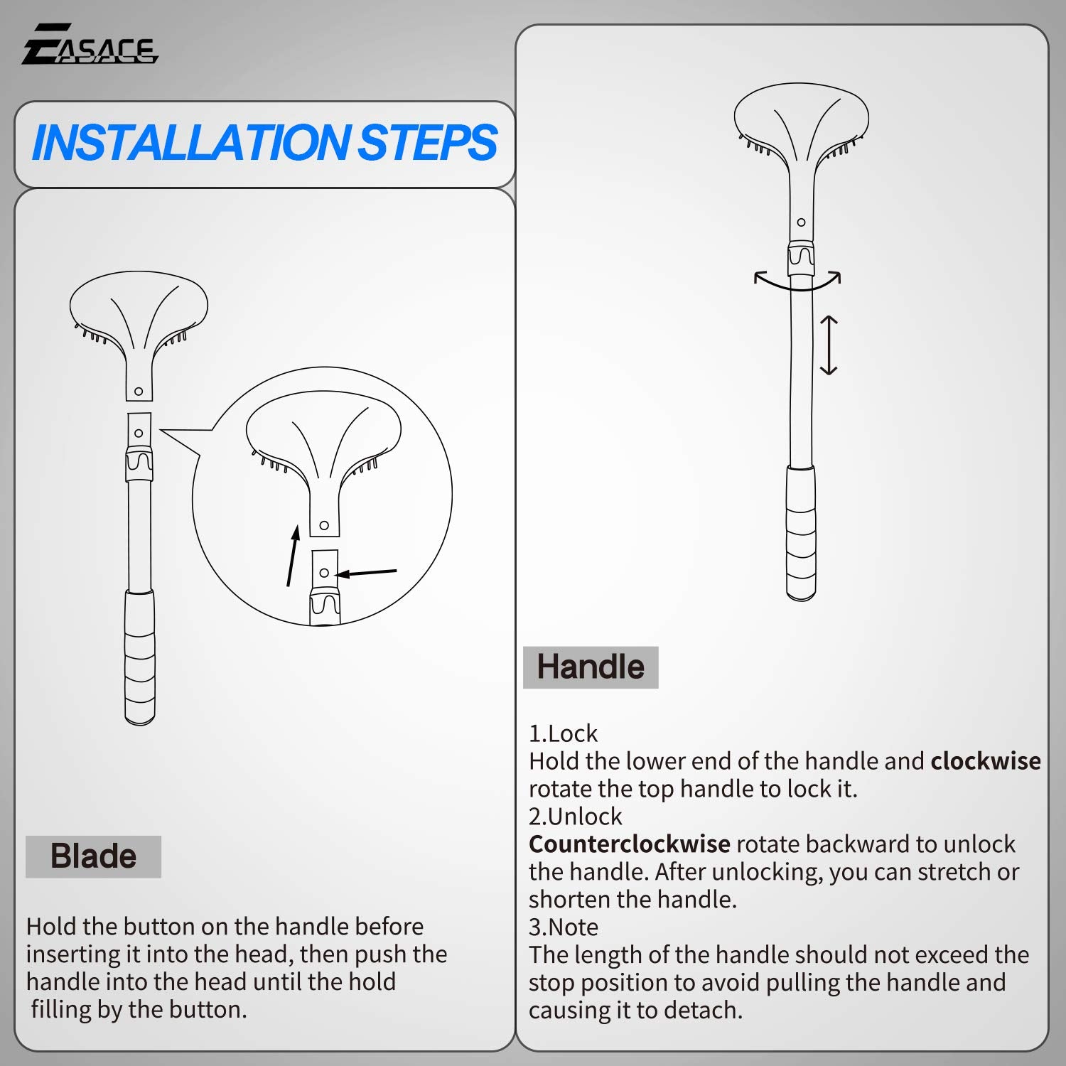 EASACE back scratcher anti-slip sleeve grip enhances control during use
