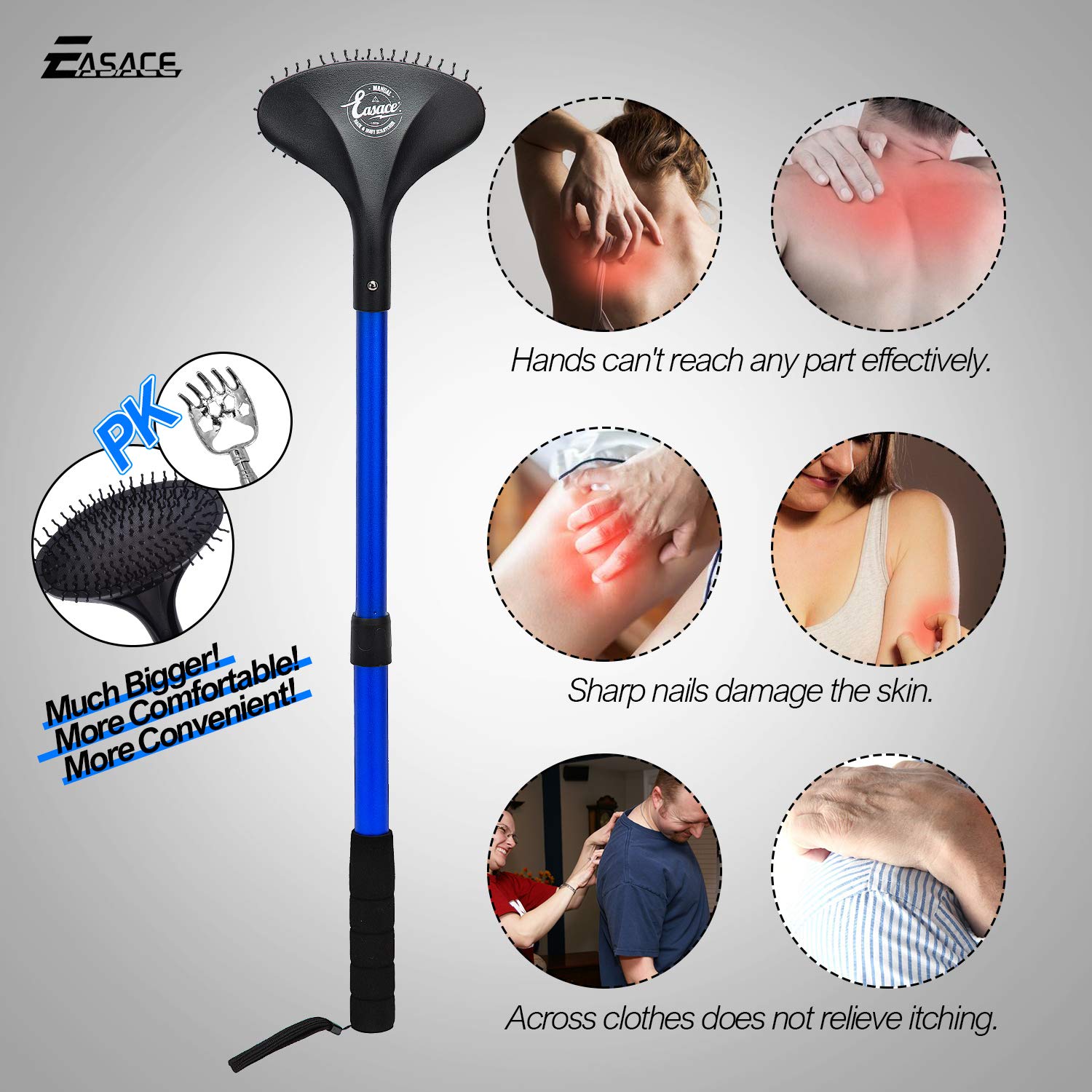 EASACE back scratcher in use during a self-care routine