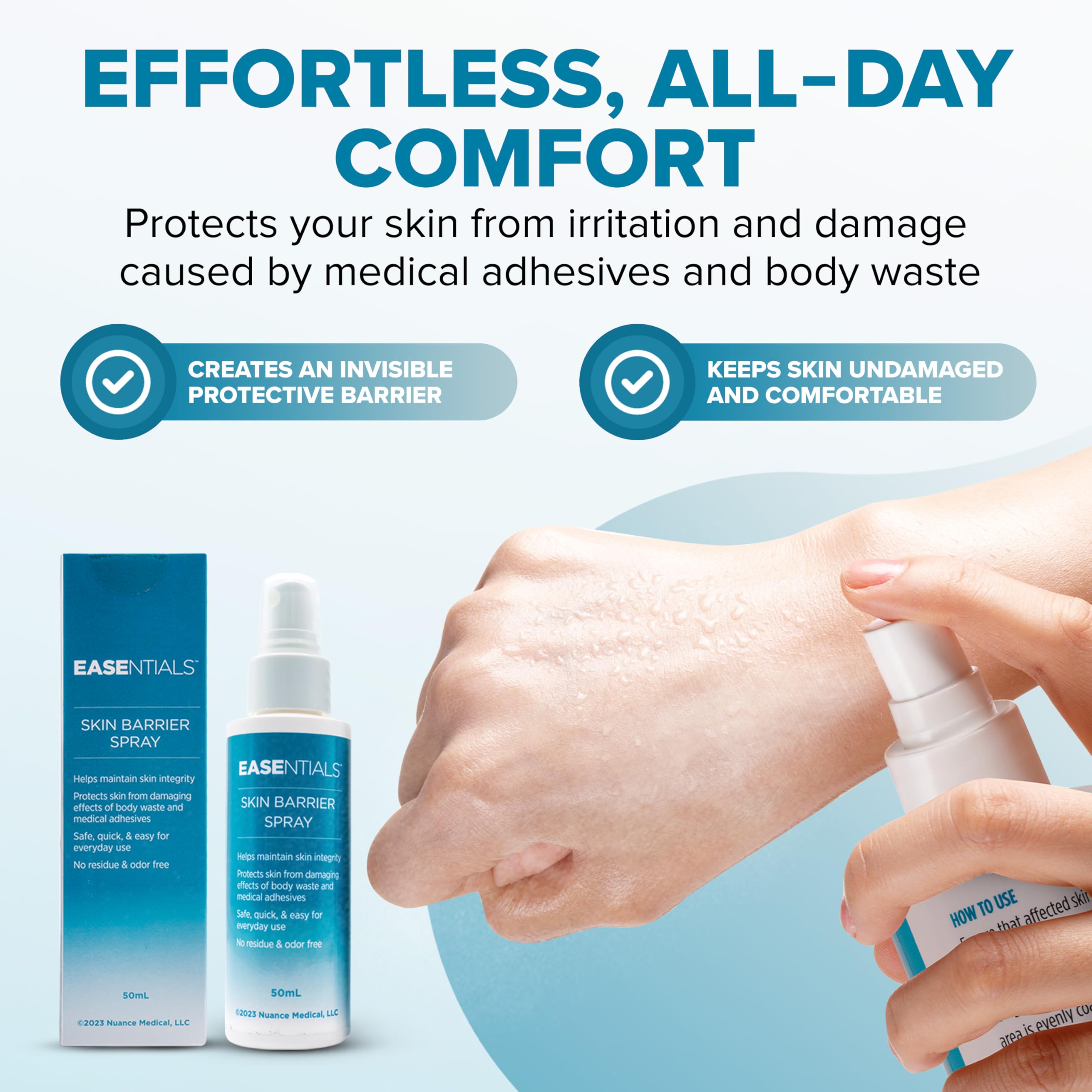 EASEntials rapid-drying barrier spray enables swift placement of adhesives.