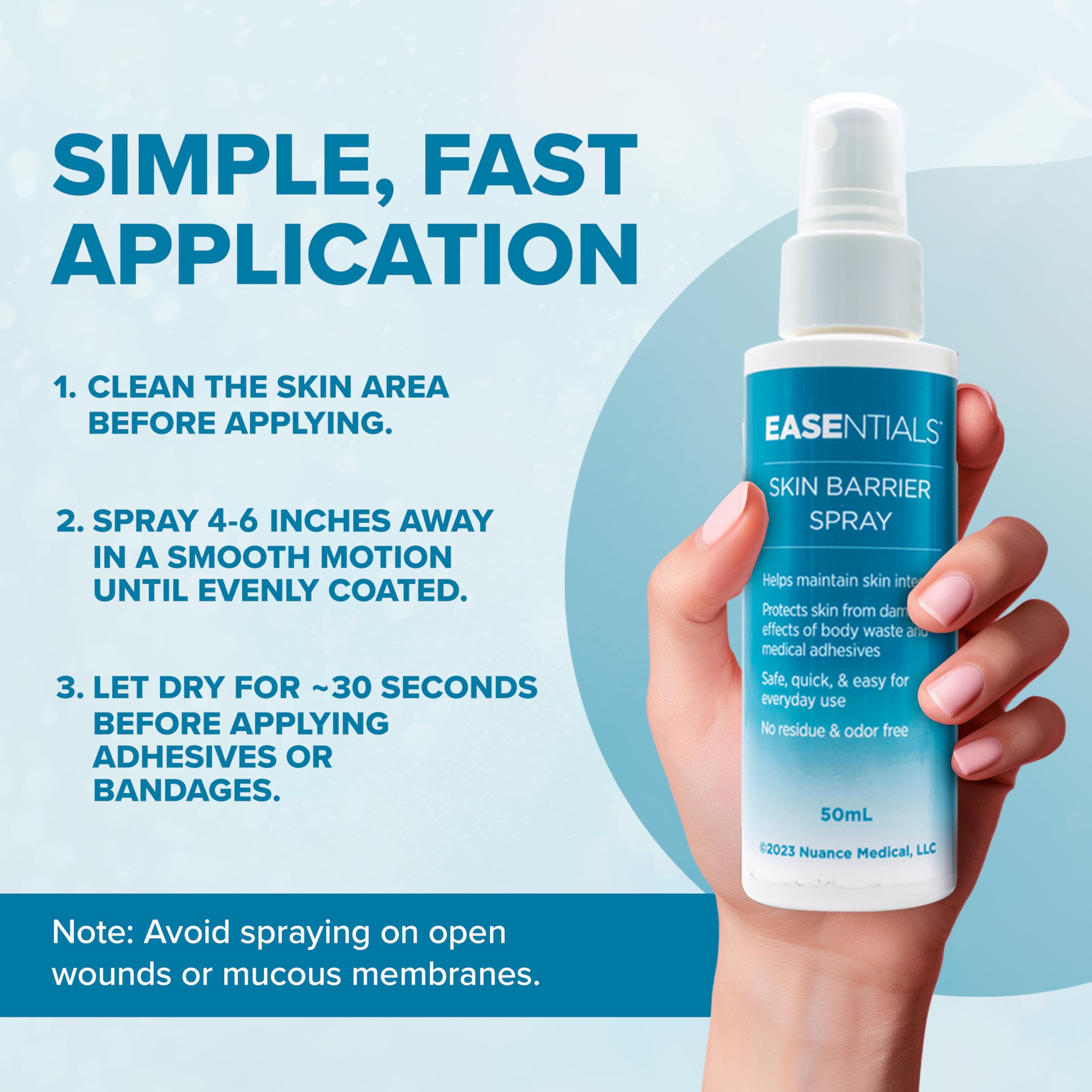 EASEntials ostomy care and bandage compatibility supports versatile use.