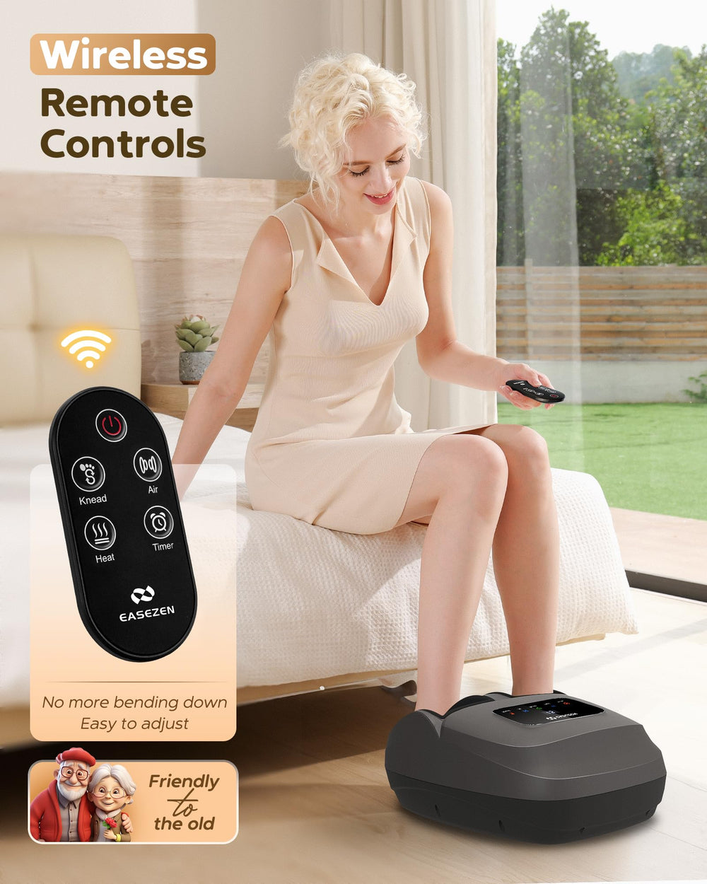 EaseZen deep kneading action delivers soothing foot massage for tired feet.