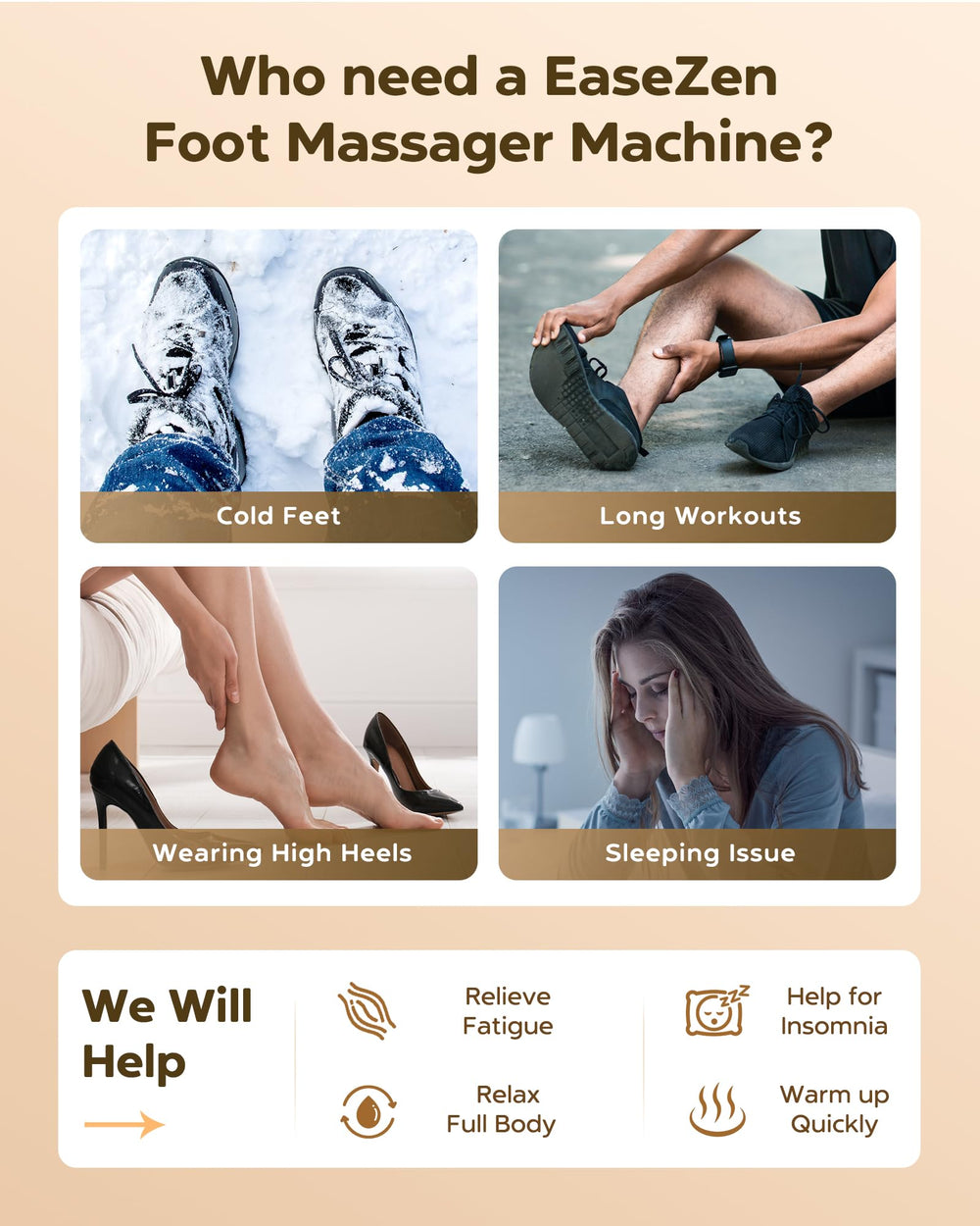 EaseZen enlarged foot rooms fit most sizes, including size 14.