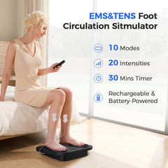 EaseZen foot massager shows 10 modes for customized foot stimulation.