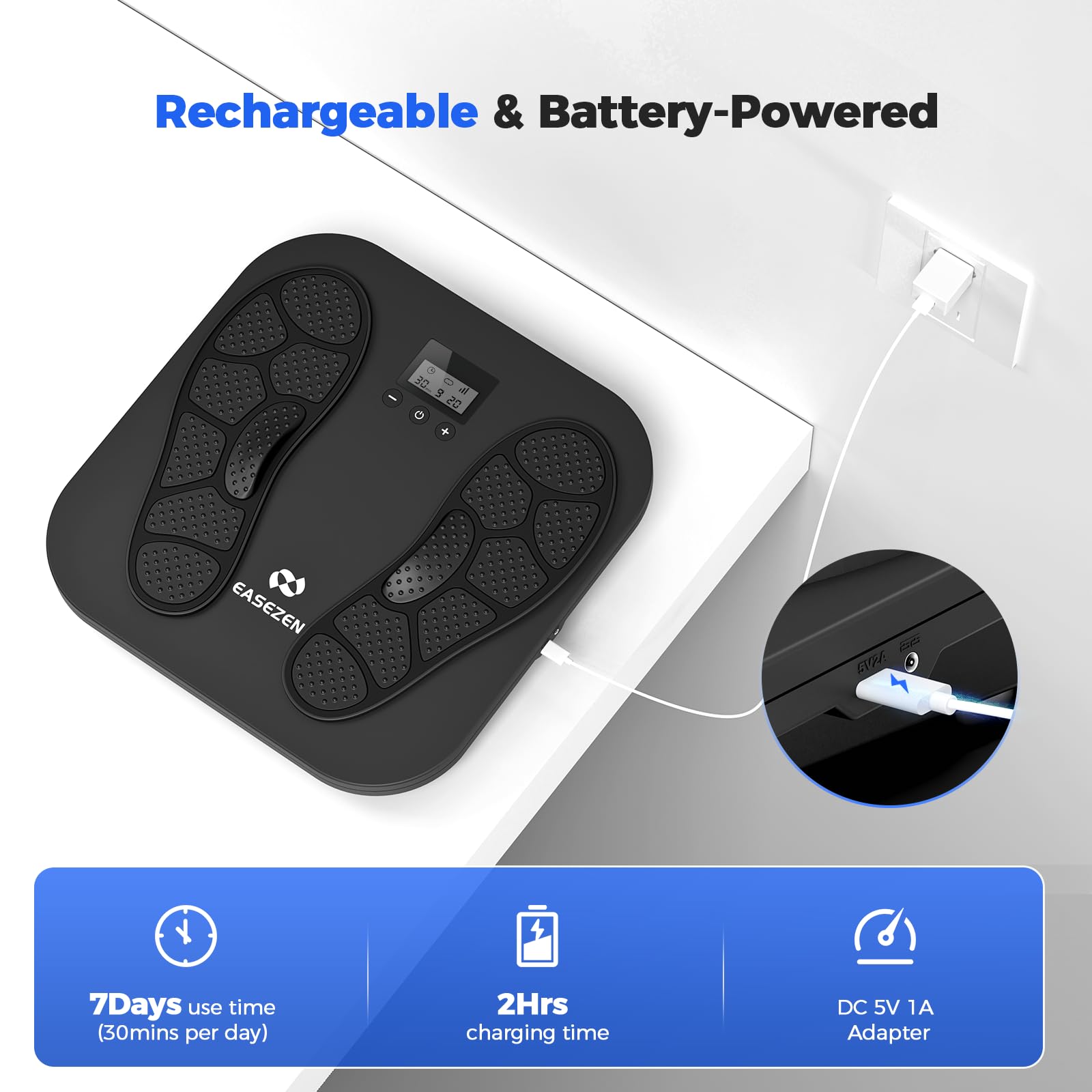 EaseZen massager remote with LCD display for easy adjustments.