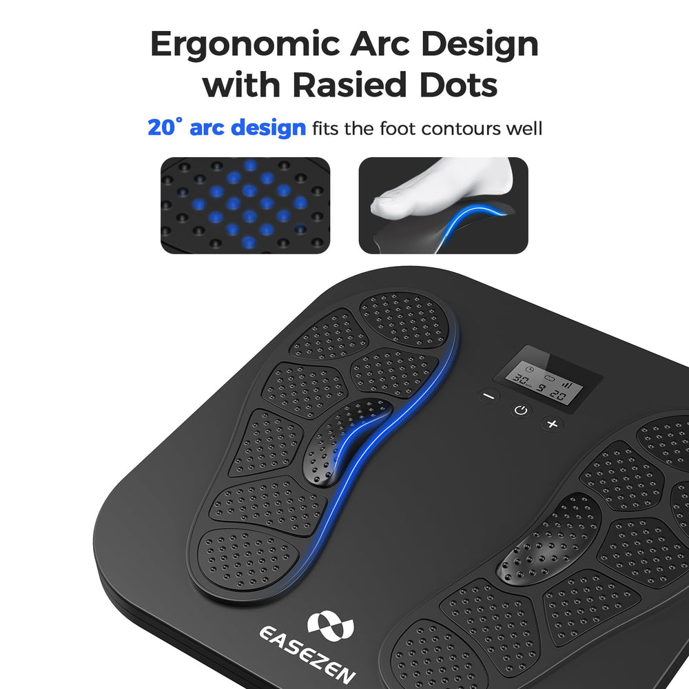 EaseZen massager electrode pads setup for dual-foot stimulation.