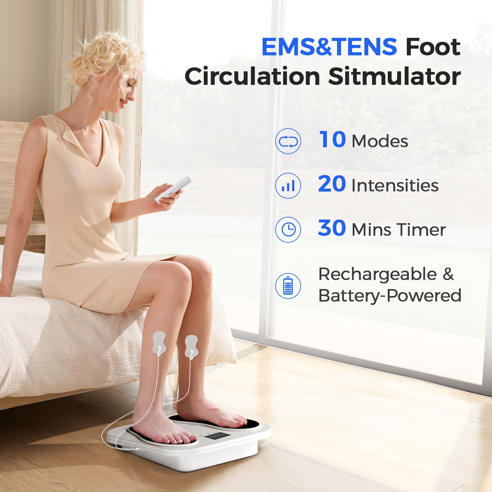 EaseZen foot massager side view highlighting compact profile for easy storage