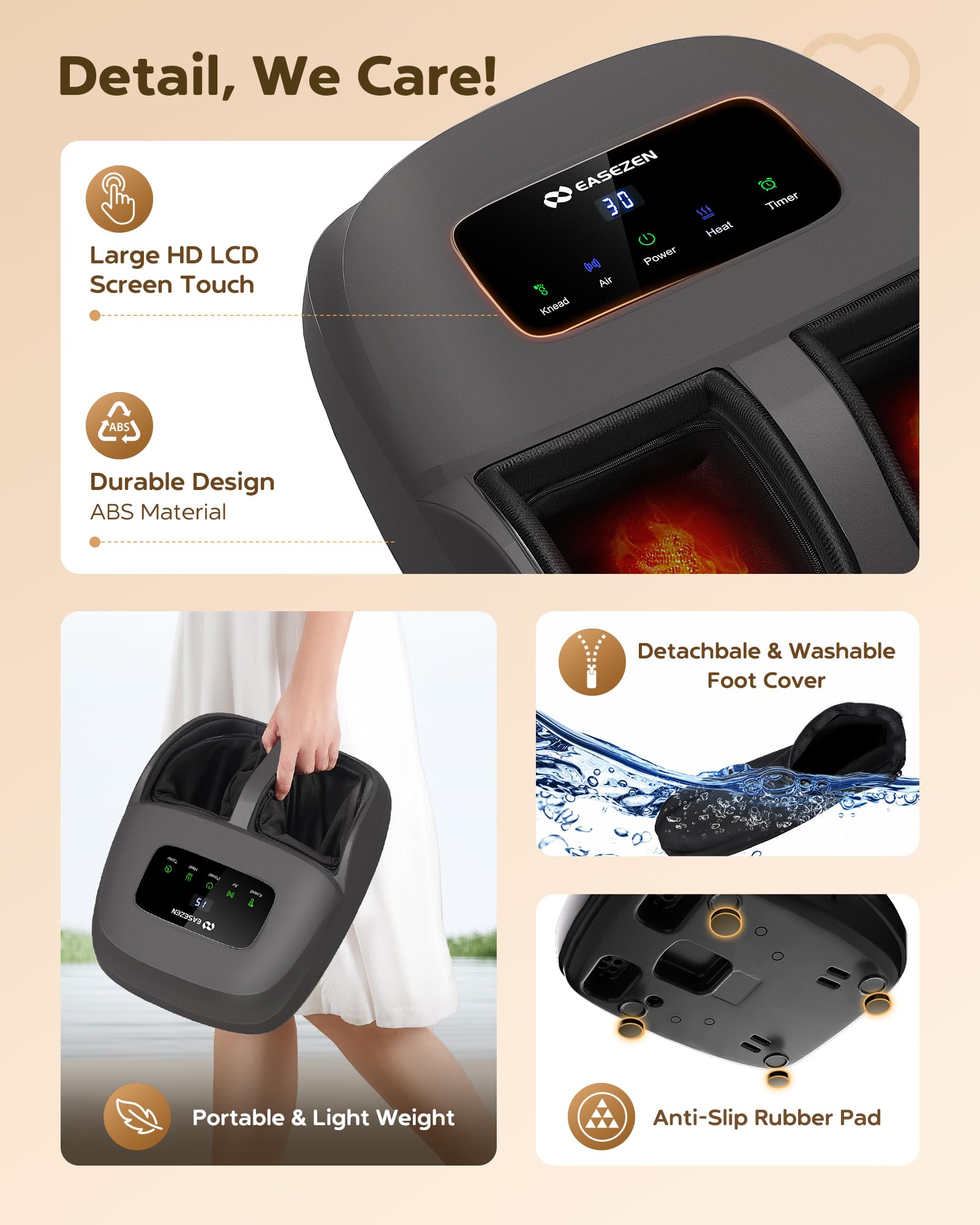 EaseZen LCD smart panel enables easy customization of sessions.
