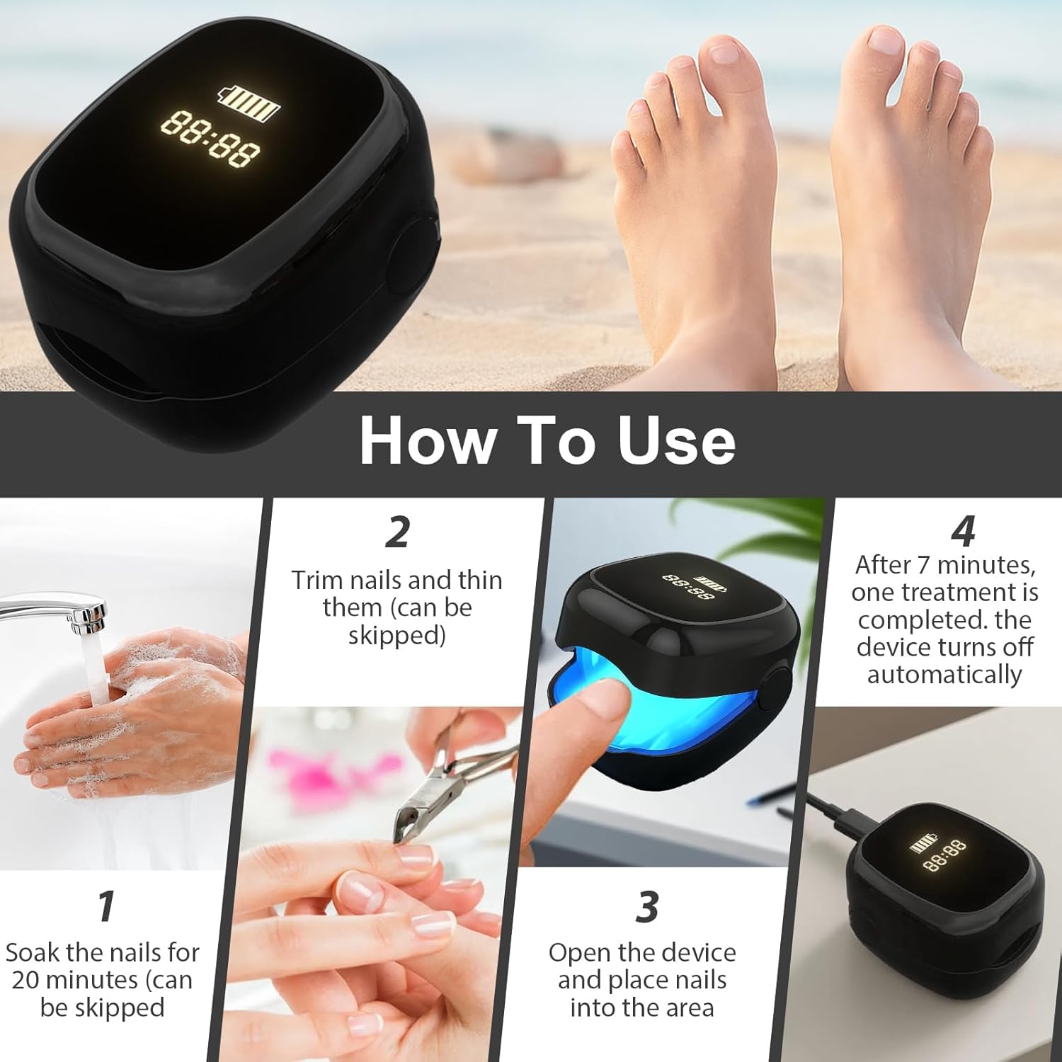 easheal nail care tips image illustrating cleaning and trimming guidance