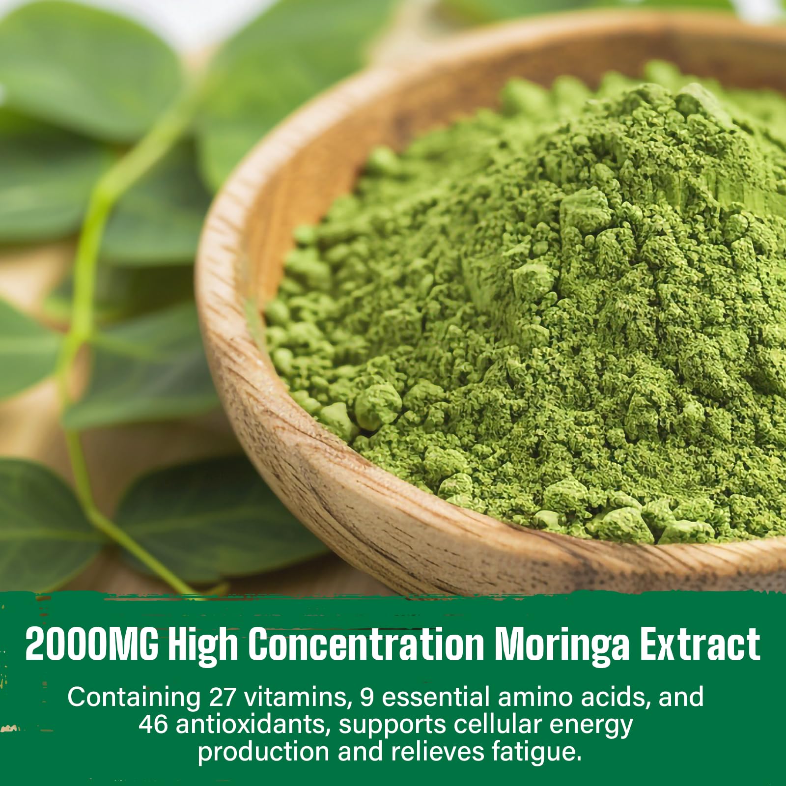 Easinloty Moringa Powder back-of-label view confirming organic vegan gluten-free ingredients