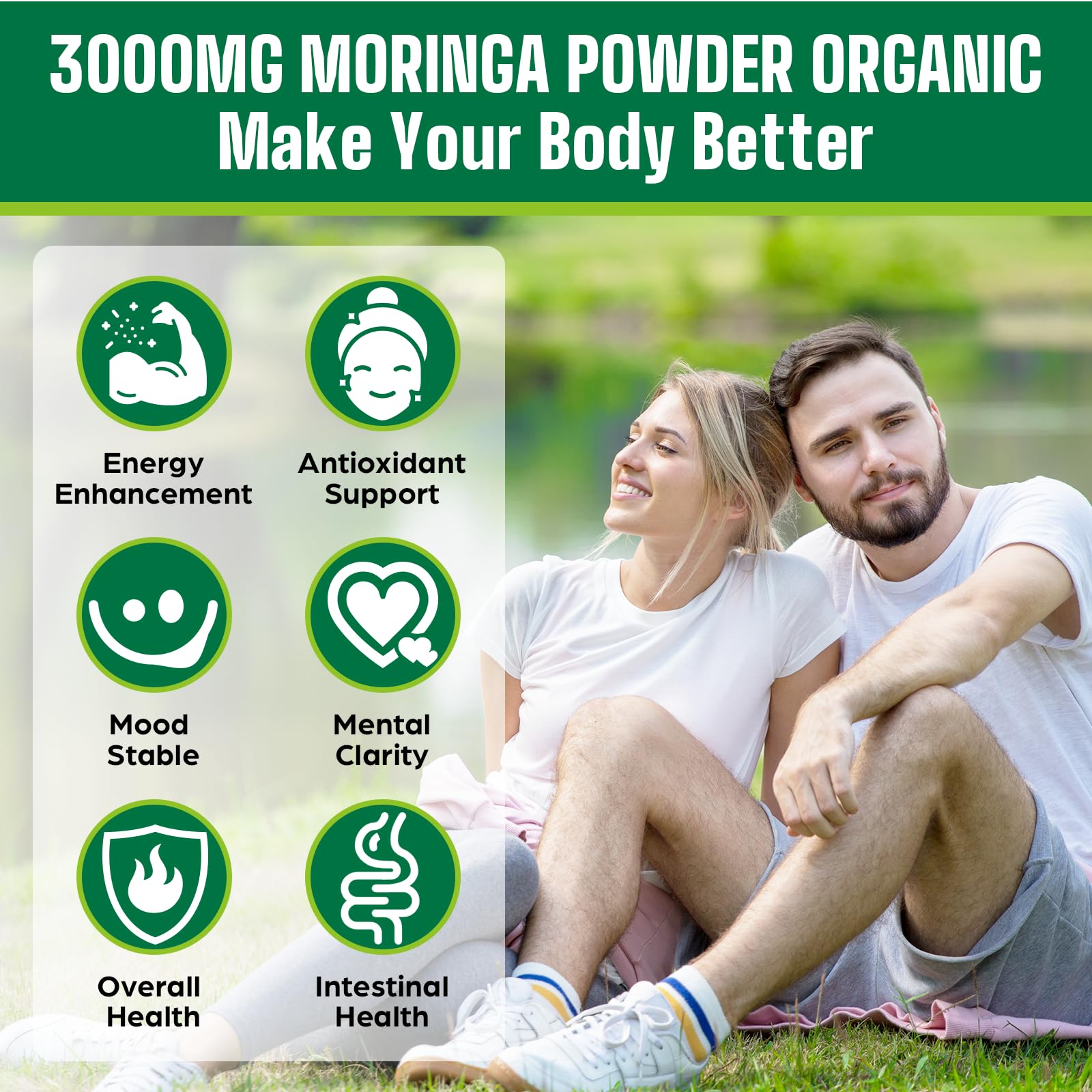 Easinloty Moringa Powder green shake morning close-up for smoothie boost