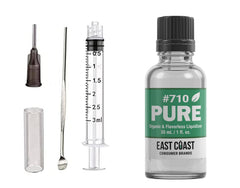 East Coast Terpenes 710 Pure Flavorless Liquidizer bottle pour aids odorless mixing.