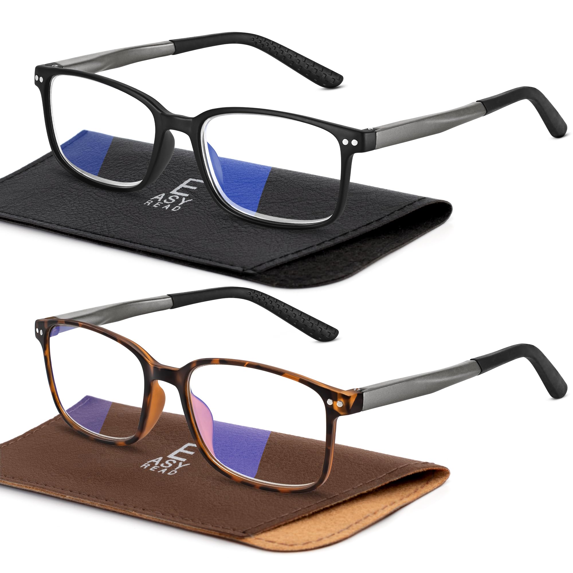 Easy Read two-pack sporty reading glasses for men designed to reduce screen fatigue.