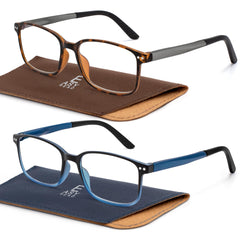 EASY READ 2-pack reading glasses with cases for on-the-go use.