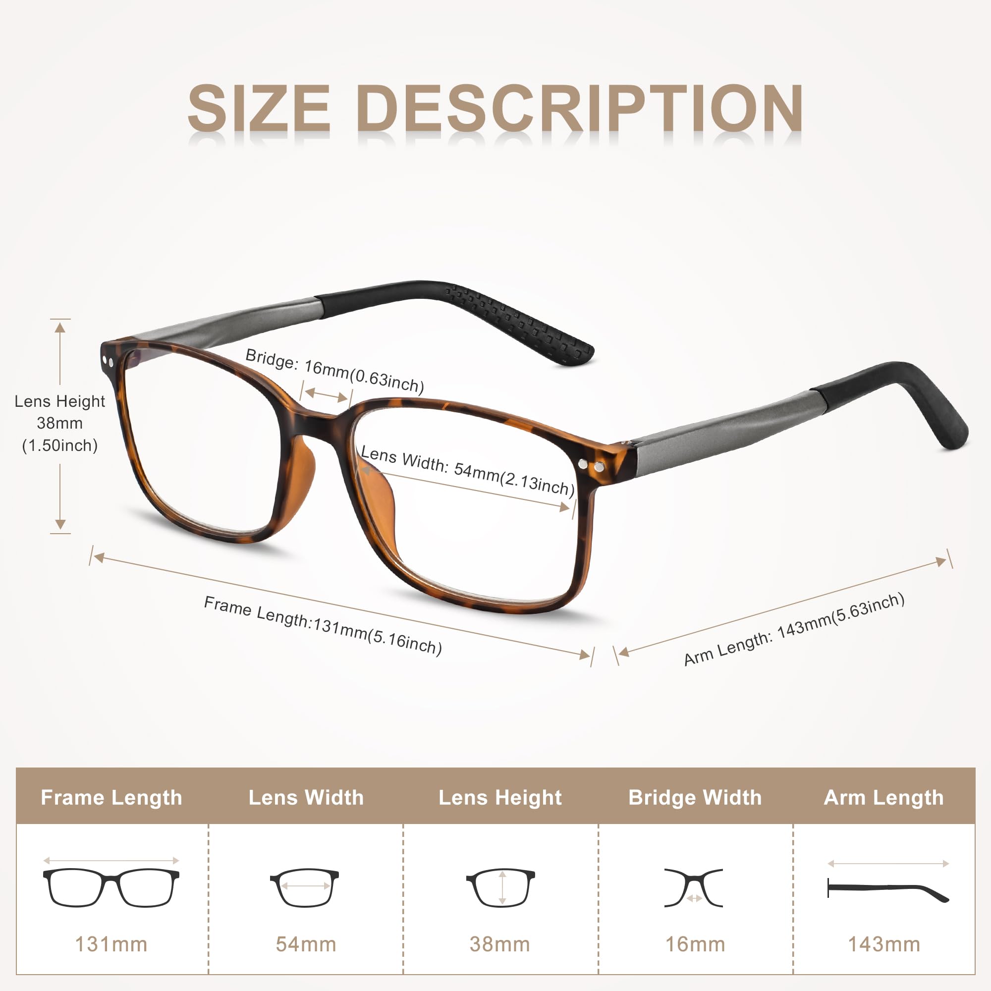Easy Read adjustable temples stay in place and prevent slipping.