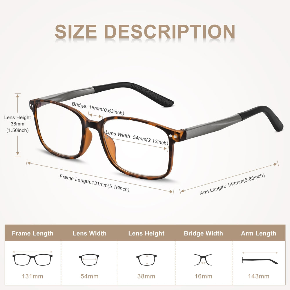 Easy Read adjustable temples stay in place and prevent slipping.