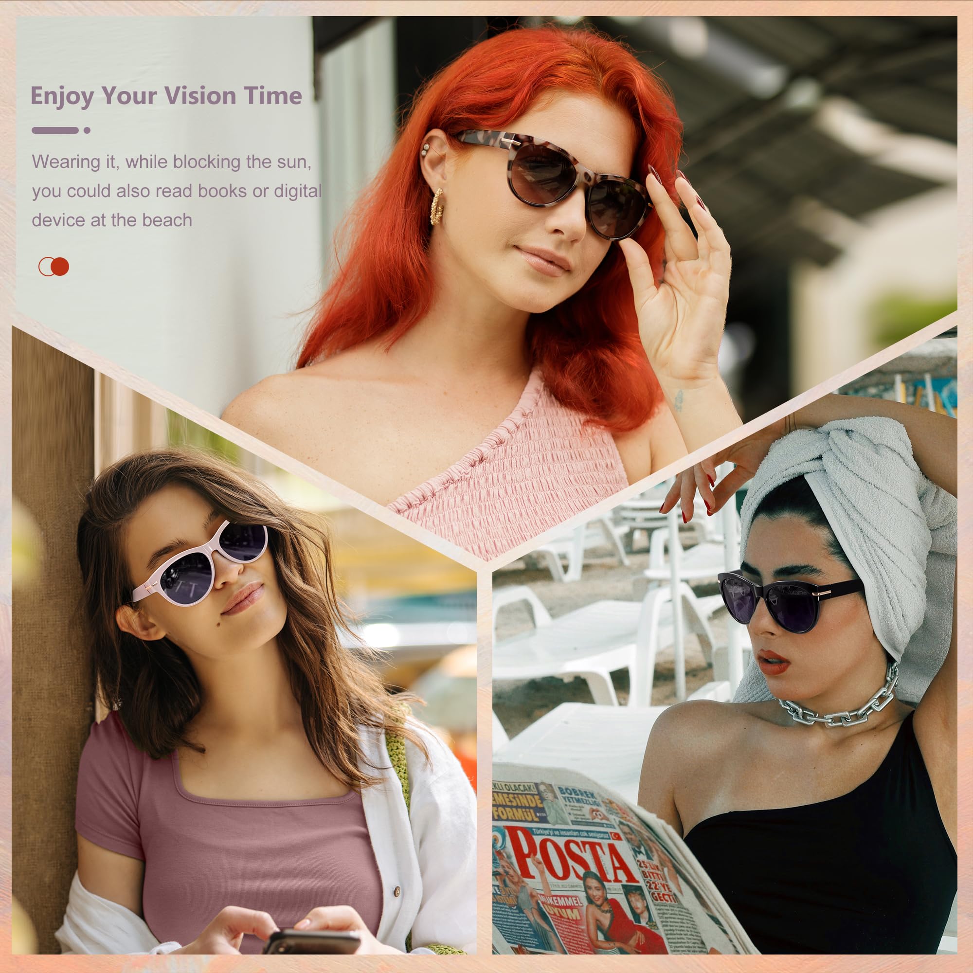EASY READ bifocal sunglasses temple detail with metal accents and hinge