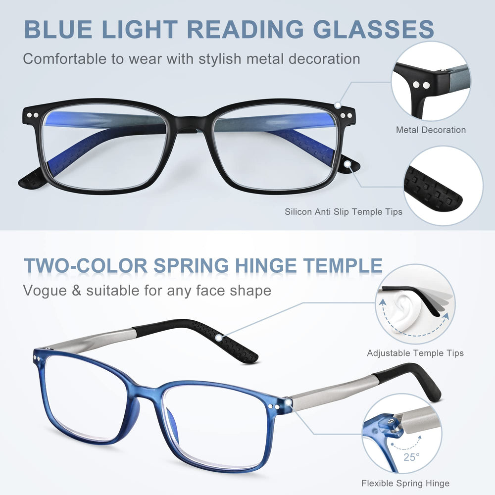 Easy Read lightweight TR90 frame with adjustable temples for a secure fit.