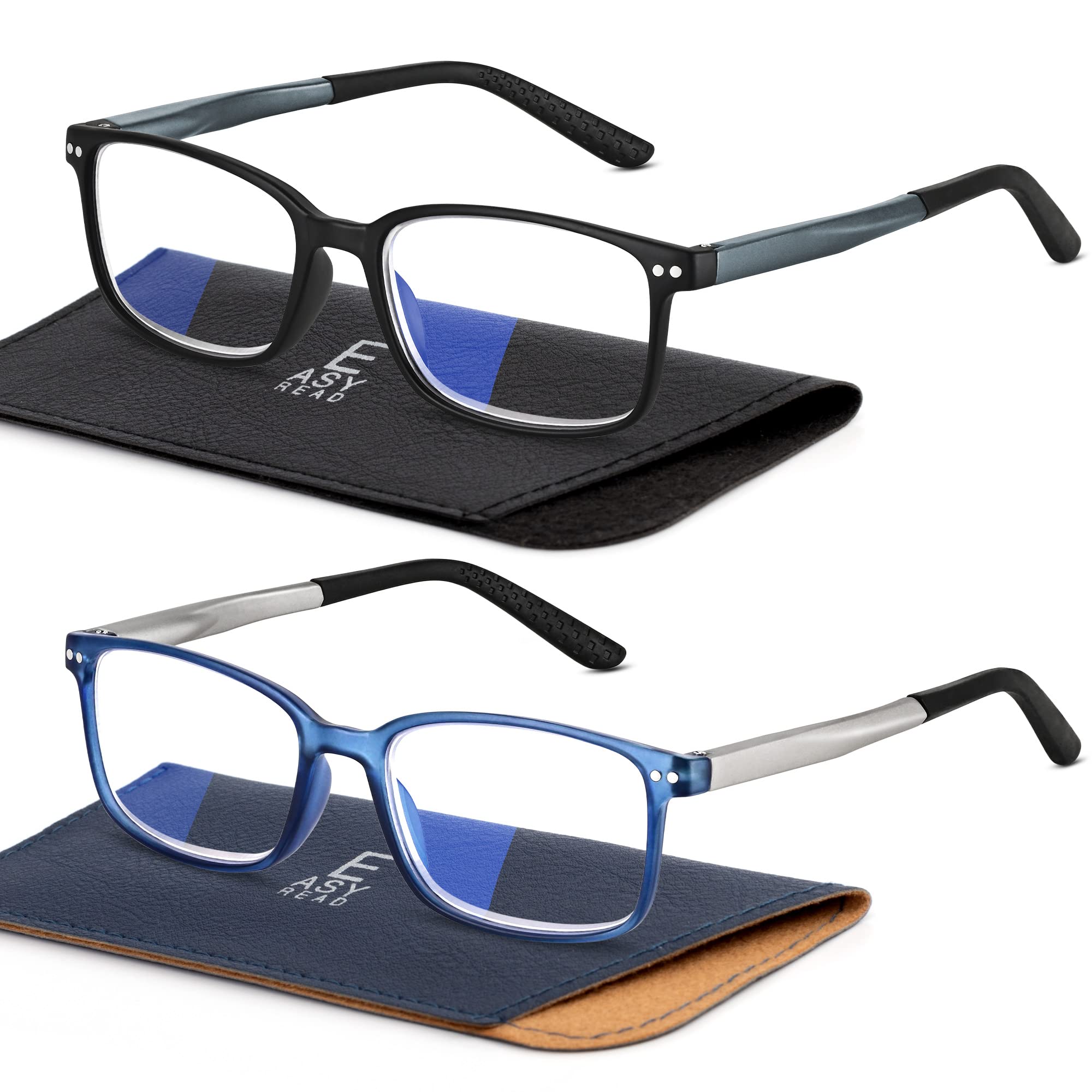 EASY READ sporty rectangular glasses with TR90 frame and blue light protection for men