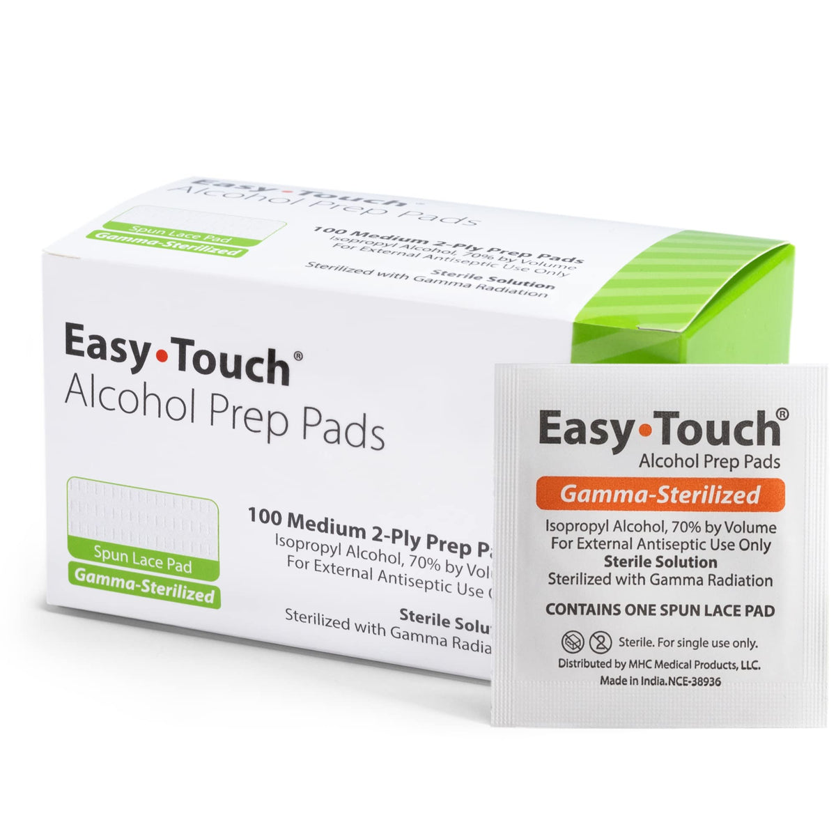 Paño Easy Touch de alcohol gamma esterilizado para limpieza externa segura.