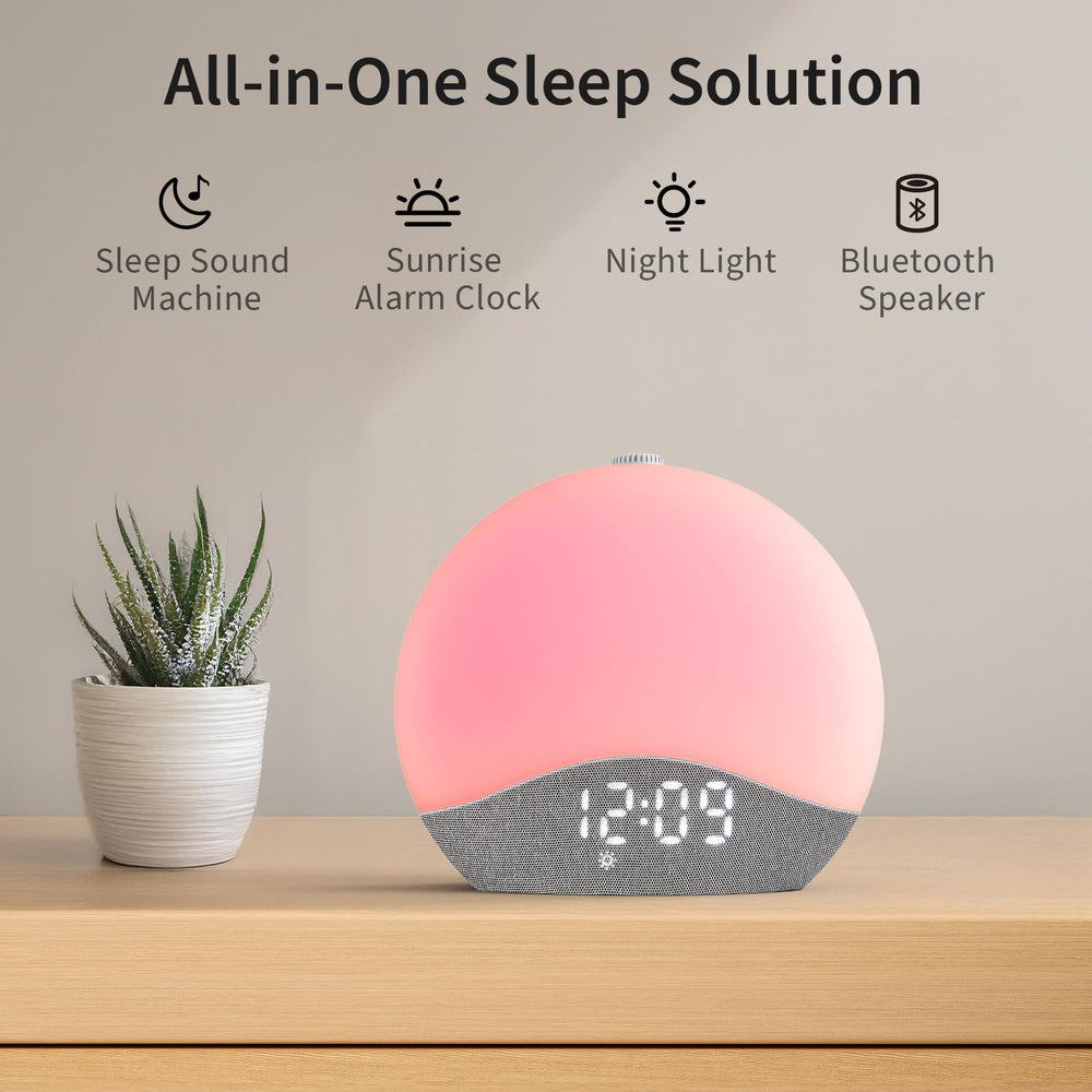 EasyERA Sunrise Alarm Clock backlit buttons for easy night adjustments.