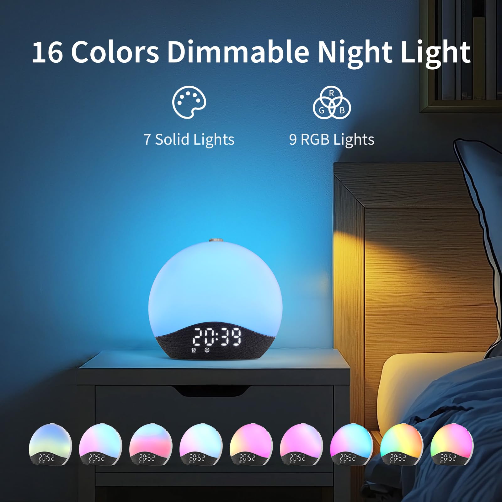 EasyERA Sunrise Alarm Clock Bluetooth speaker ready to stream calming tunes.
