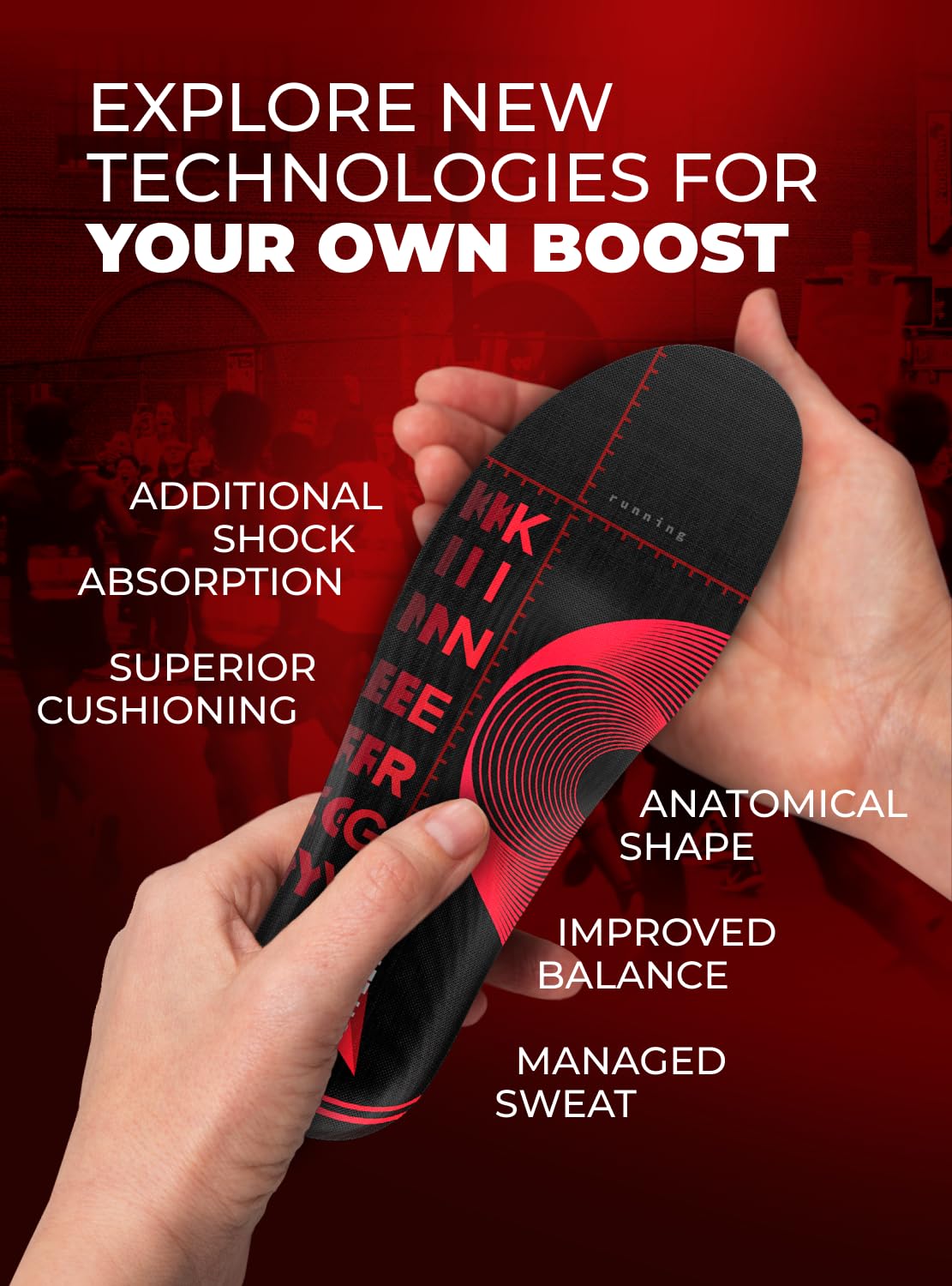 EASYFEET Kinergy non-slip fabric helps keep insoles in place during activity