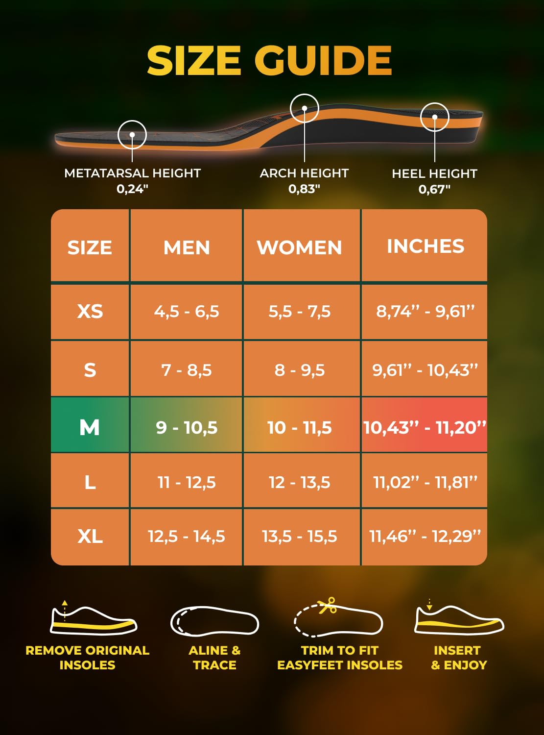 EasyFEET lightweight breathable insoles stay cool inside shoes.
