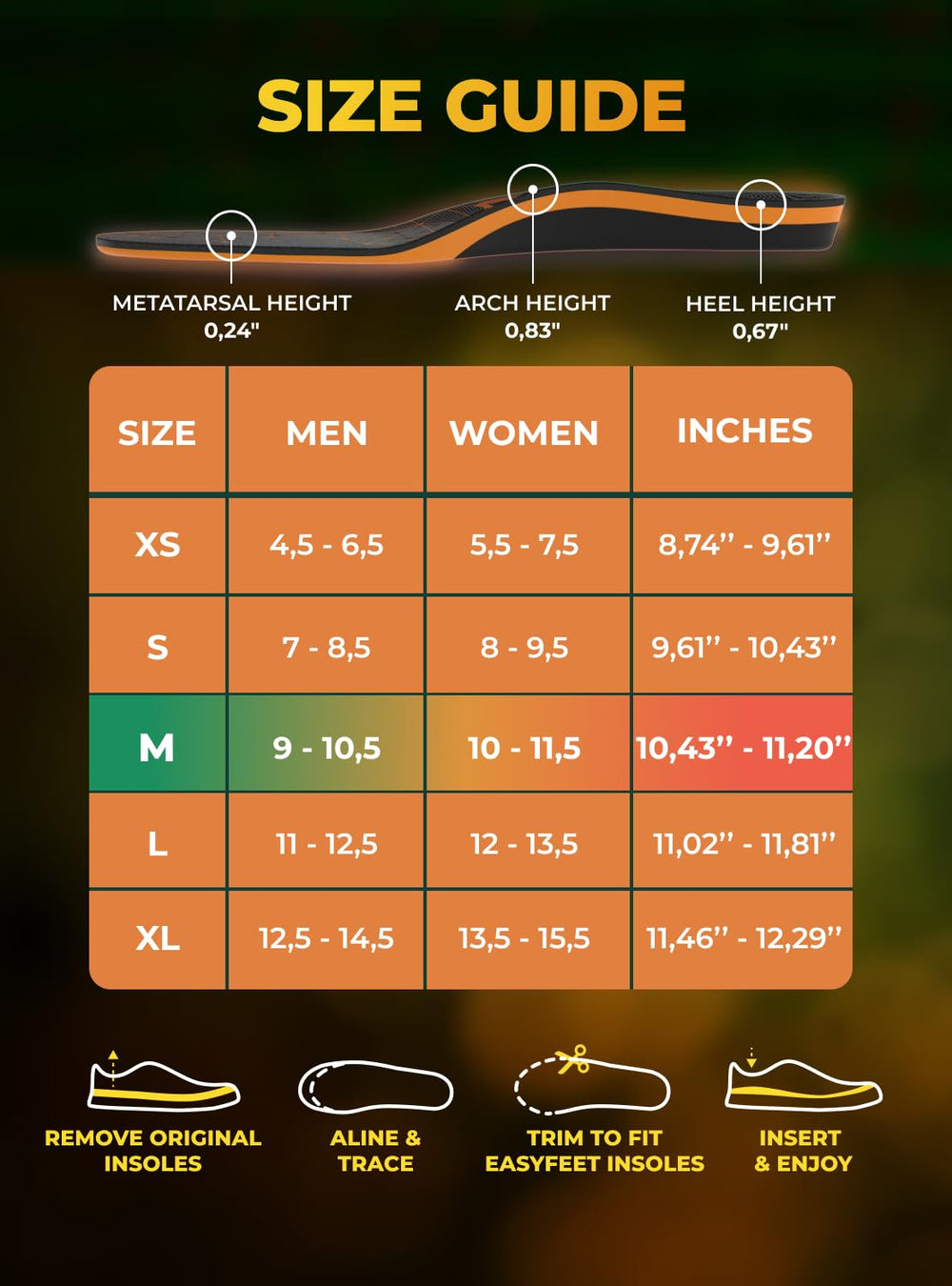 EasyFEET lightweight breathable insoles stay cool inside shoes.