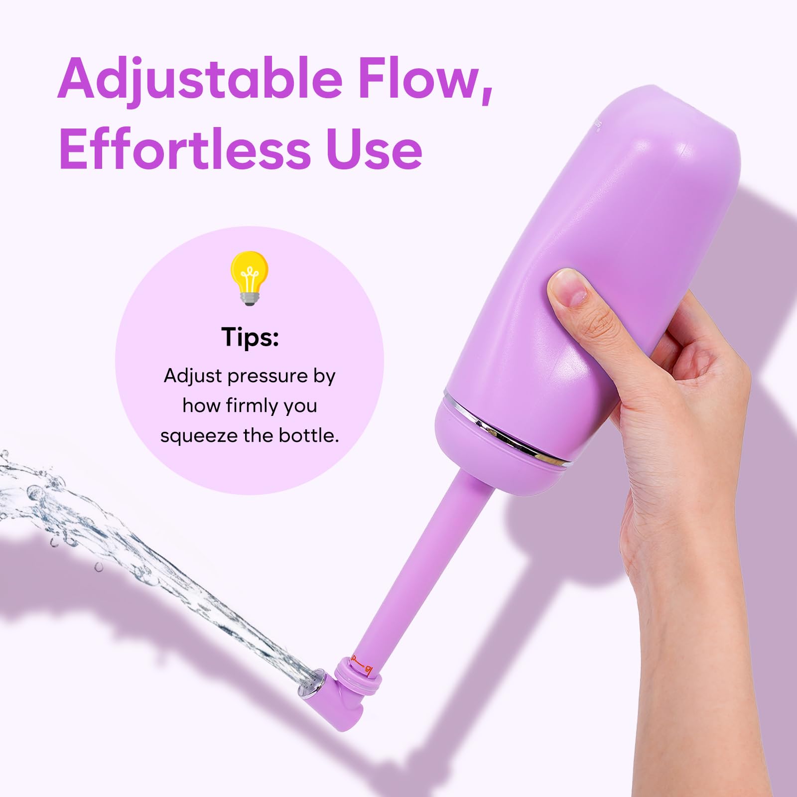 Easy@Home bidet in hand demonstrates one-handed operation for quick cleaning.