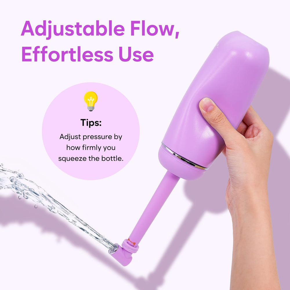 Easy@Home bidet in hand demonstrates one-handed operation for quick cleaning.