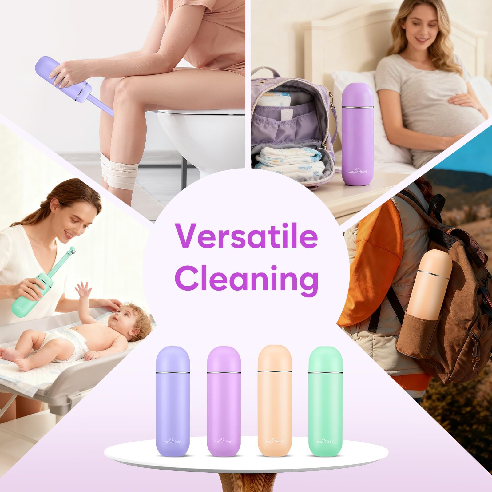 Easy@Home postpartum cleansing scenario showing zero-contact cleaning.