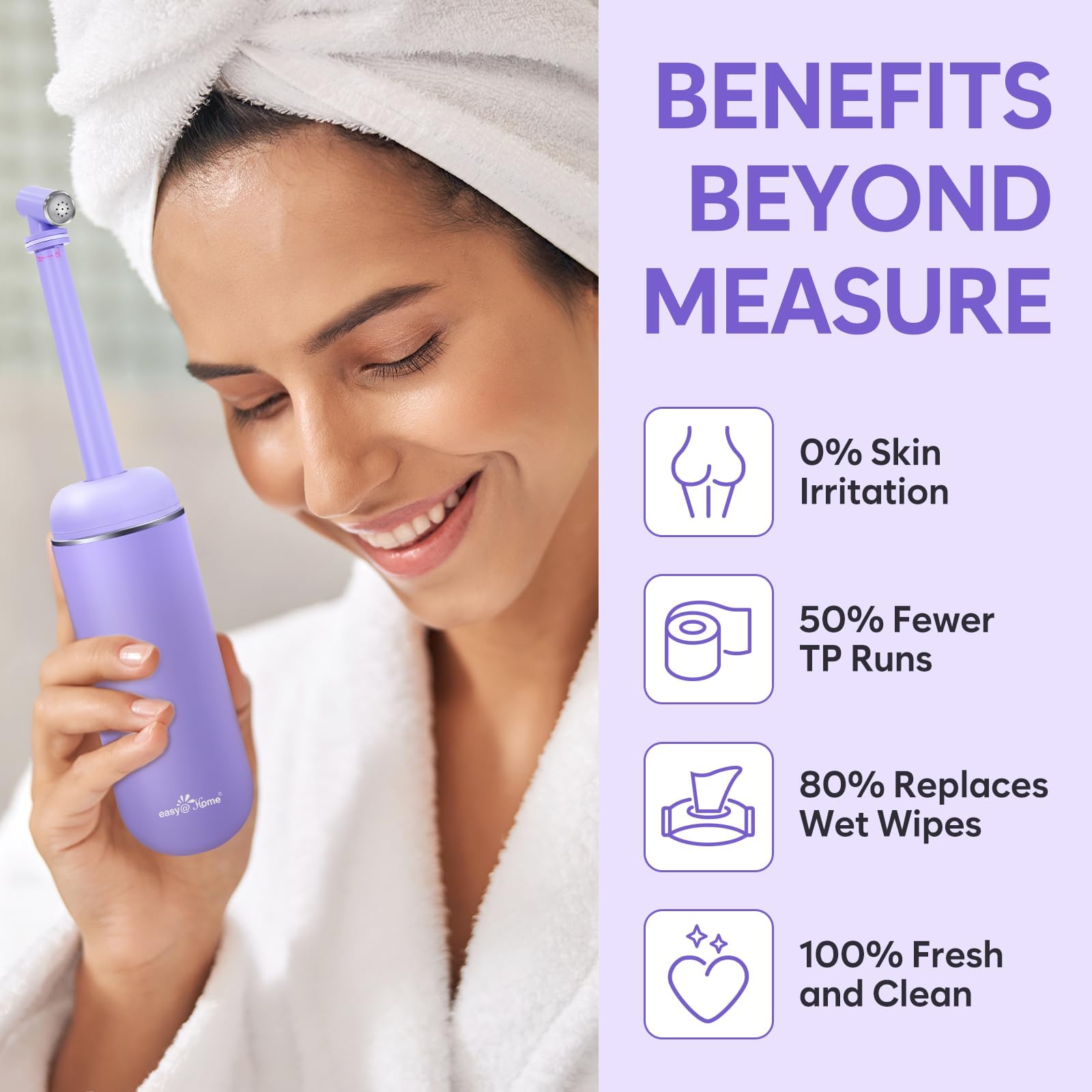BPA-free materials used in Easy@Home peri bottle for safe, reusable hygiene.
