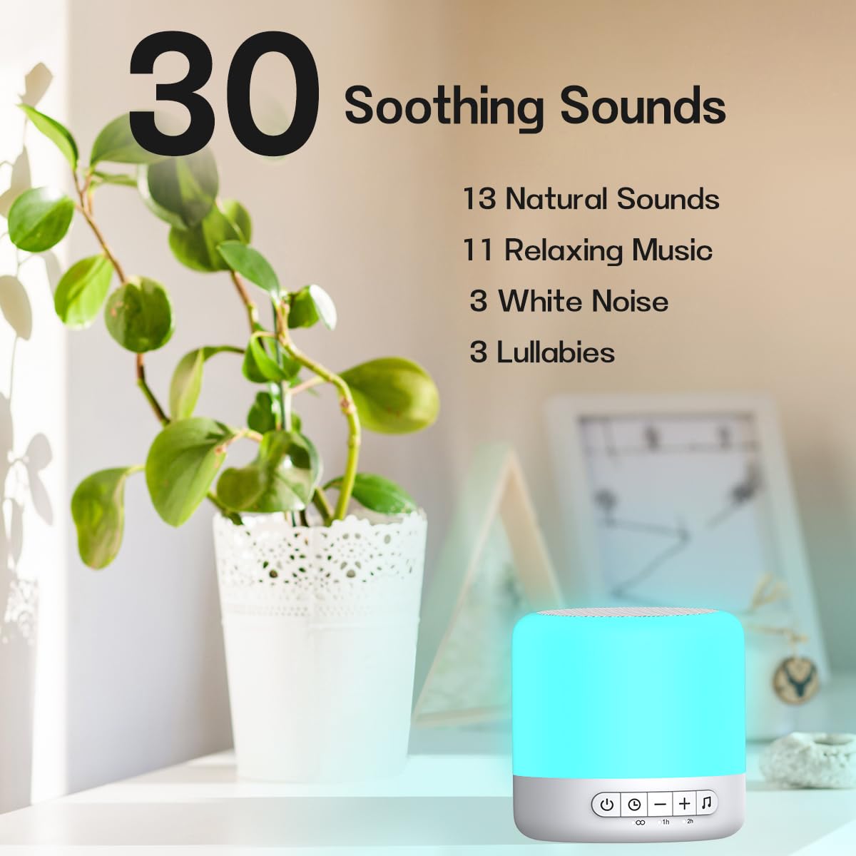 Easysleep night light with 12 colors for soothing sleep ambience.