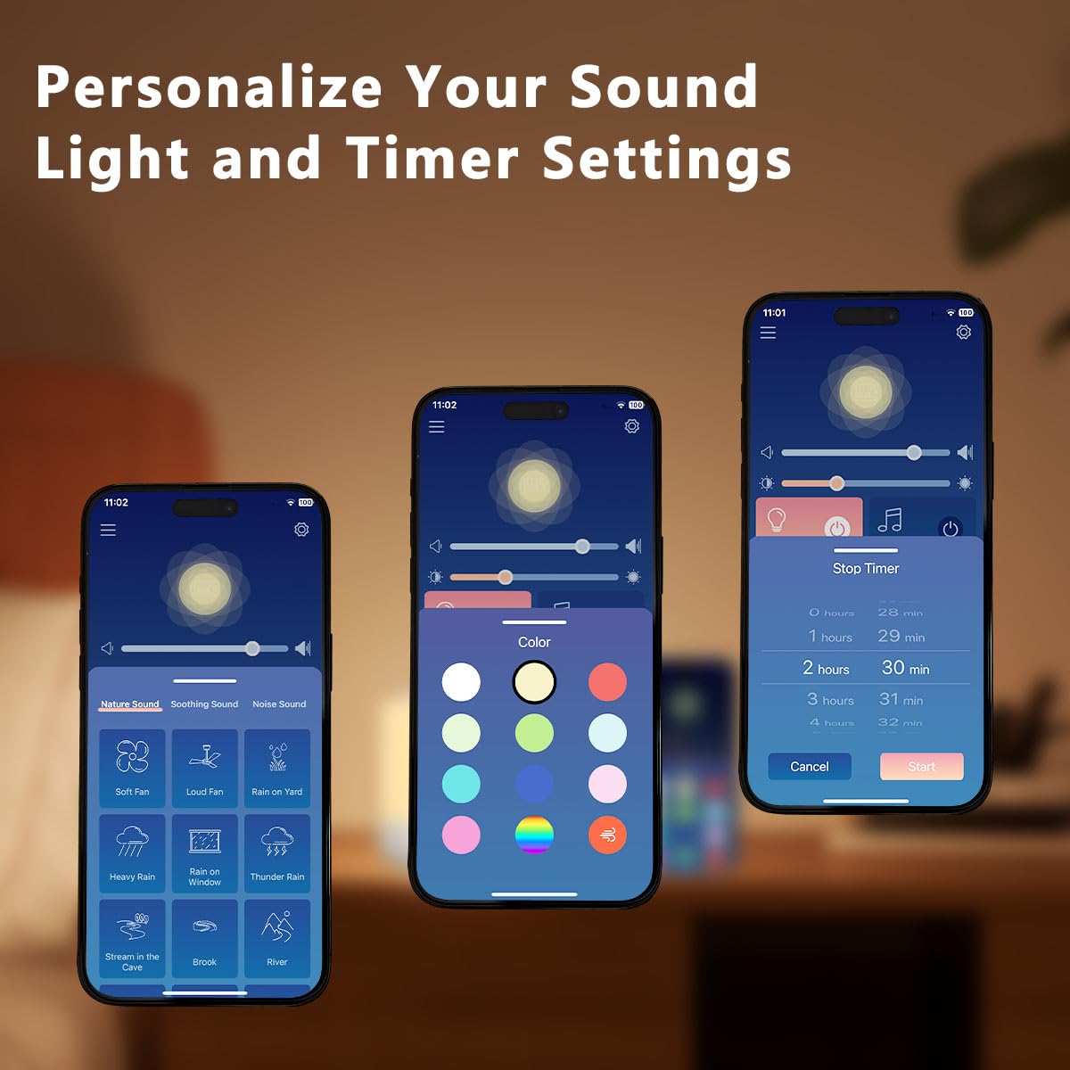 Easysleep night-light color wheel for gentle illumination during naps.