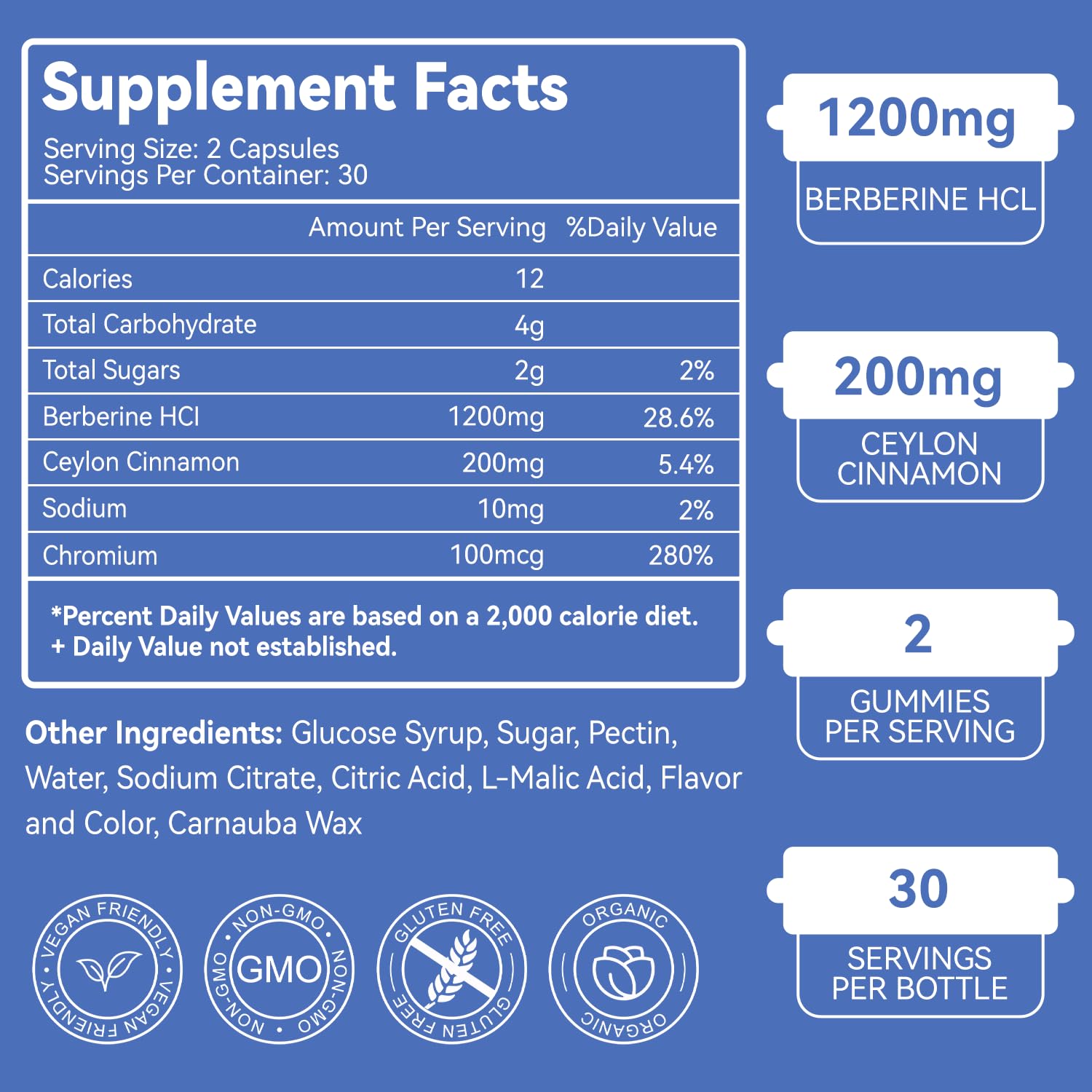 EAZGOO Berberine Gummies vegan, gelatin-free formula visible on label