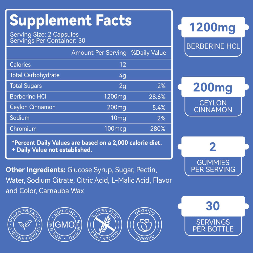EAZGOO Berberine Gummies vegan, gelatin-free formula visible on label