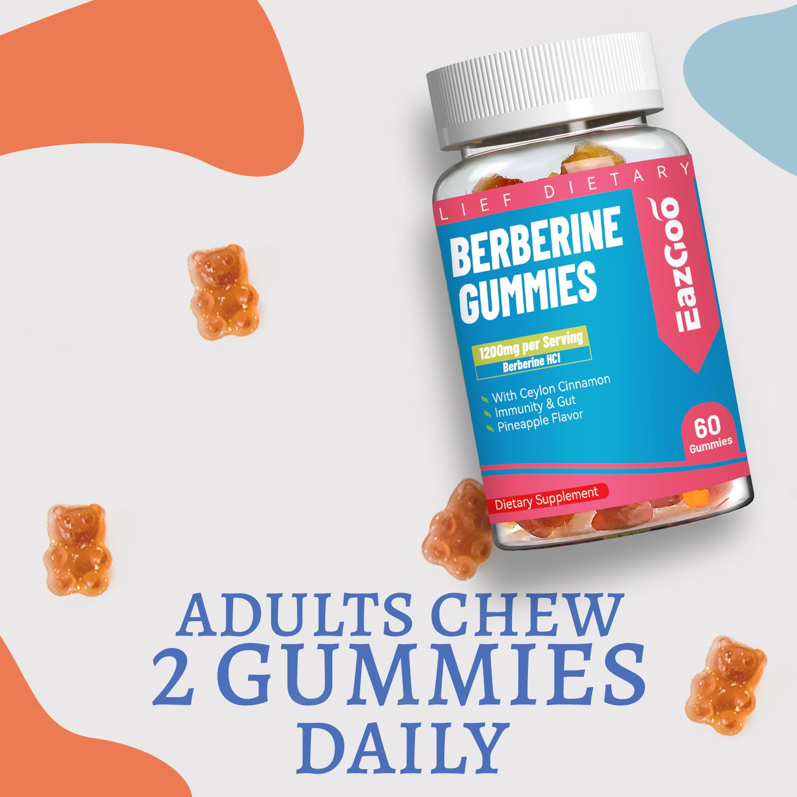 EAZGOO Berberine Gummies cinnamon close-up showcasing aroma and flavor