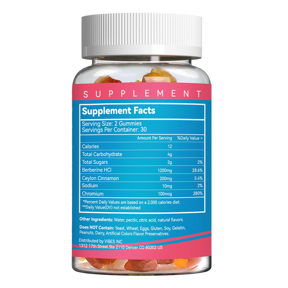 EAZGOO Berberine Gummies ingredient panel highlighting cinnamon and berberine