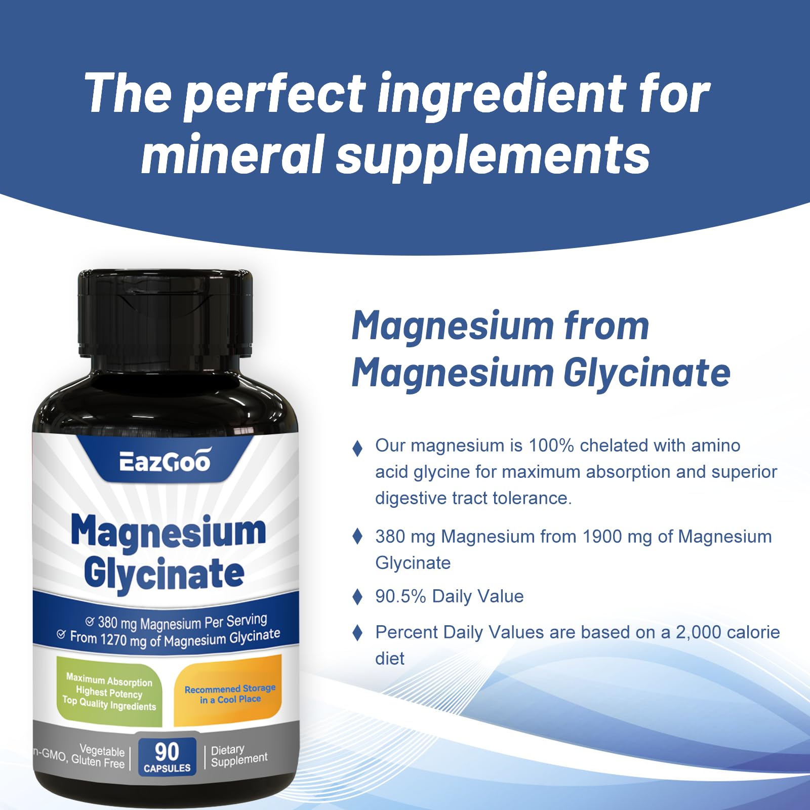 Capsules in hand illustrating portable on-the-go magnesium support by EAZGOO.