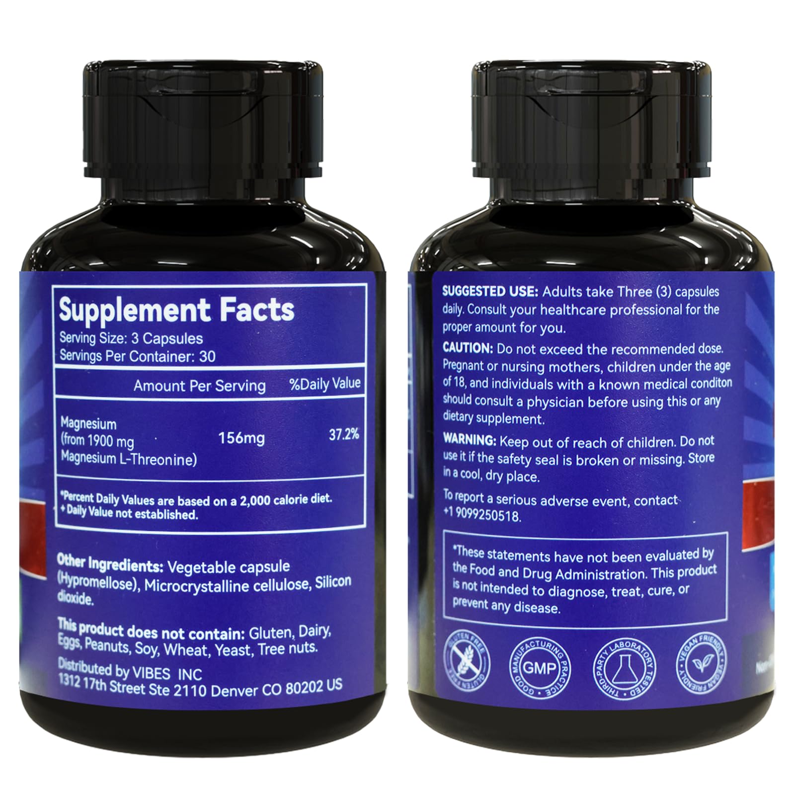 EAZGOO magnesium L-Threonine capsules on a table indicating a convenient 30-day daily routine.