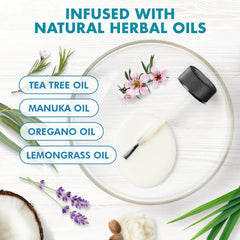 Herbal oils blend in Ebanel cream including tea tree and manuka
