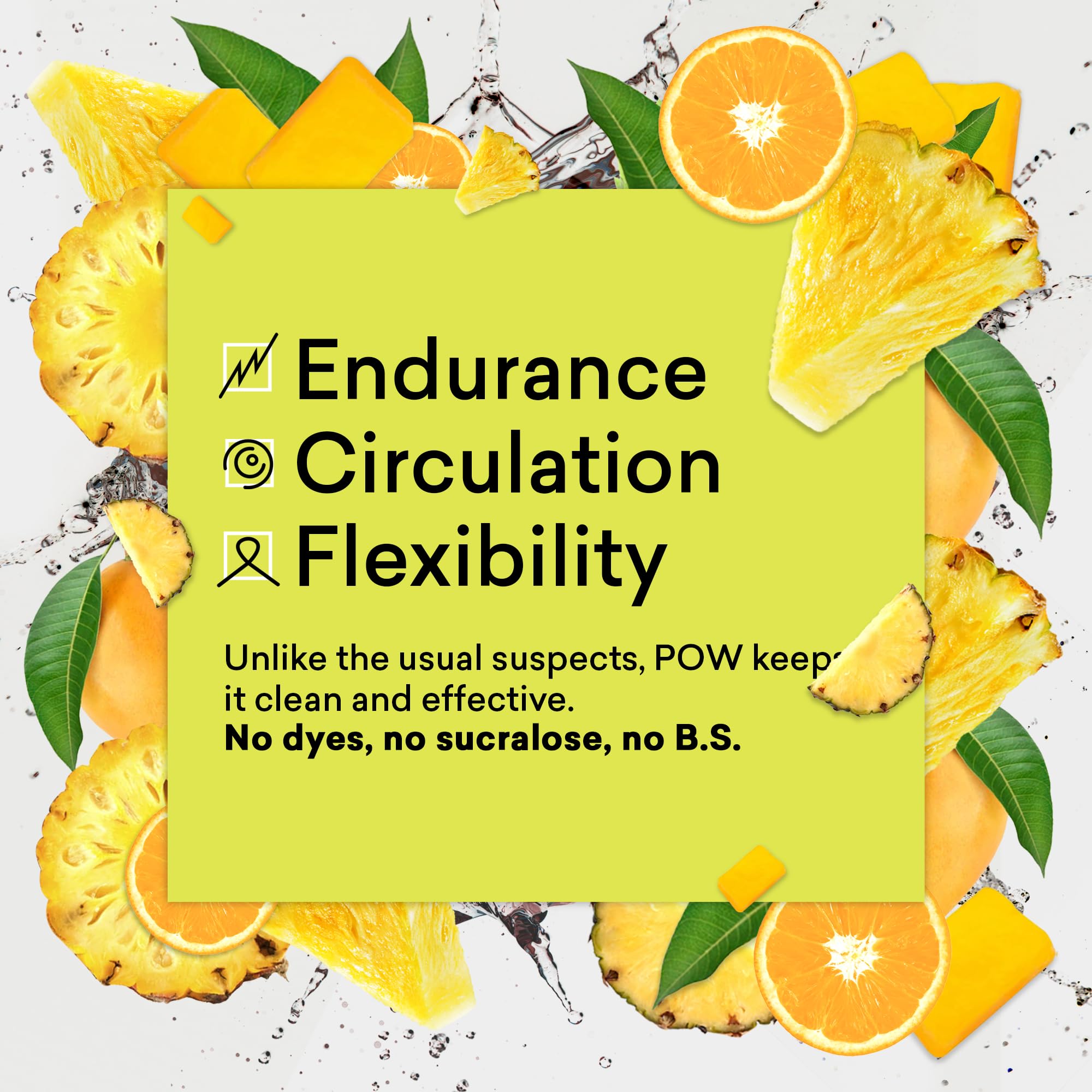 EBOOST POW Tropical Punch serving scoop beside glass for pre-workout use