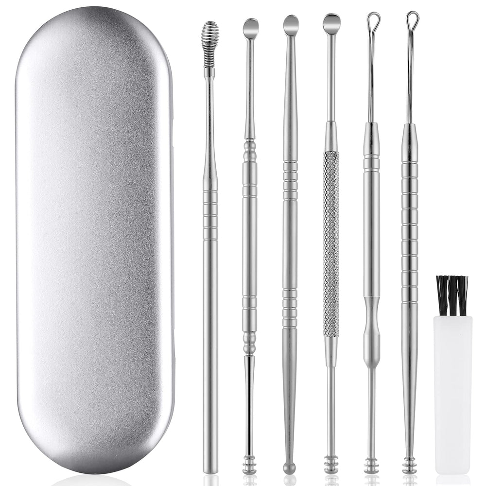 ECKXCH ear cleaning kit silver storage box: portable and organized for home and travel.