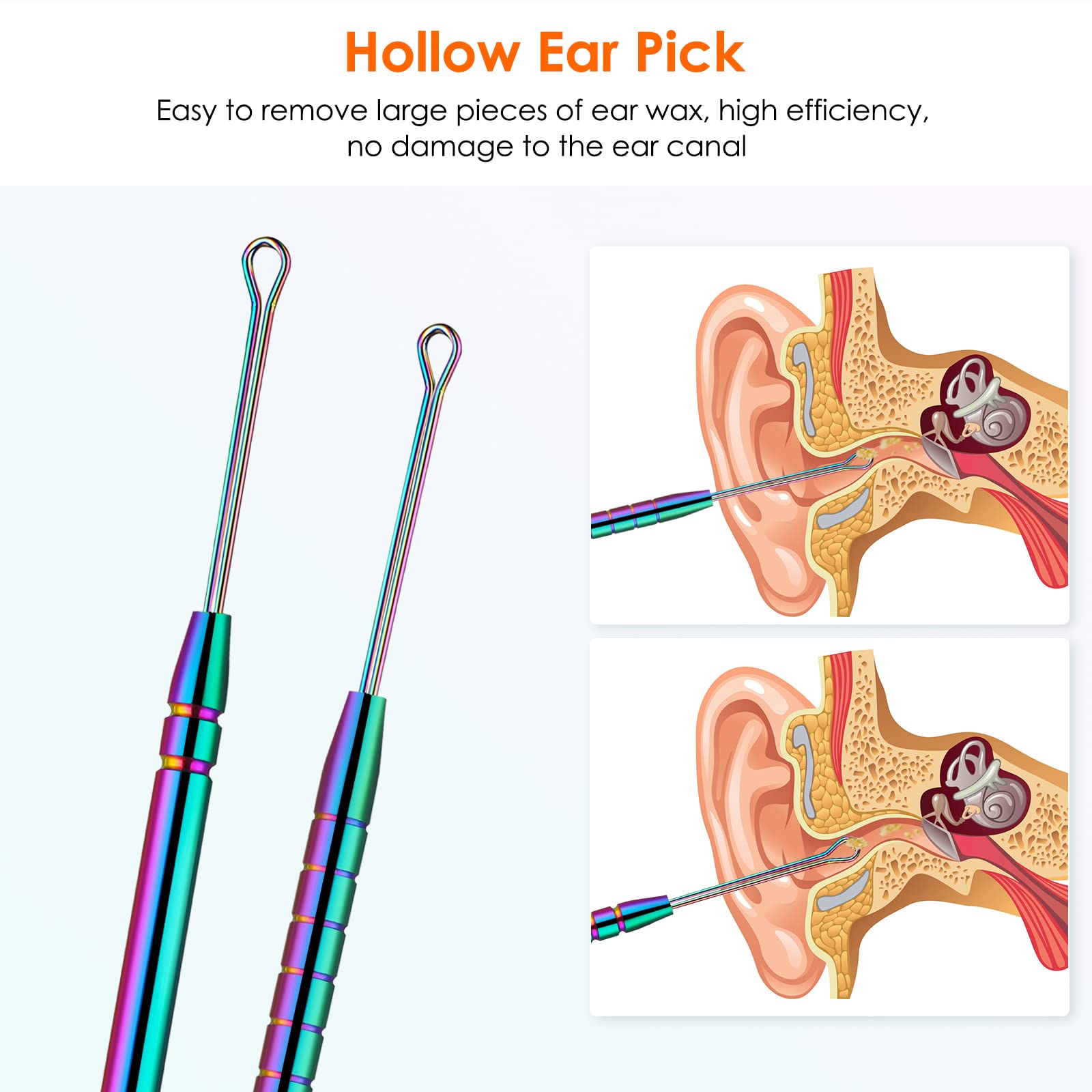 ECKXCH tools with smooth edges provide comfortable ear care sessions.