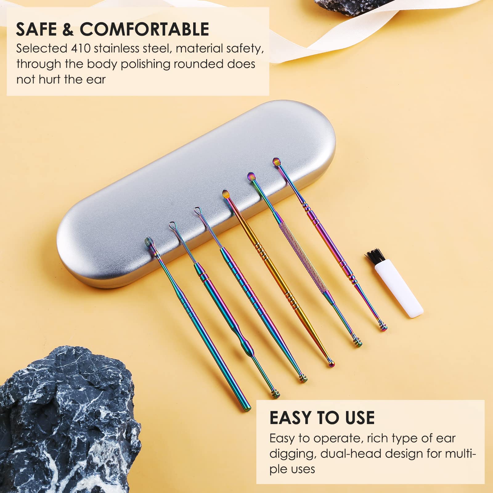 ECKXCH wax removal tool with polished stainless steel tip for gentle cleaning.